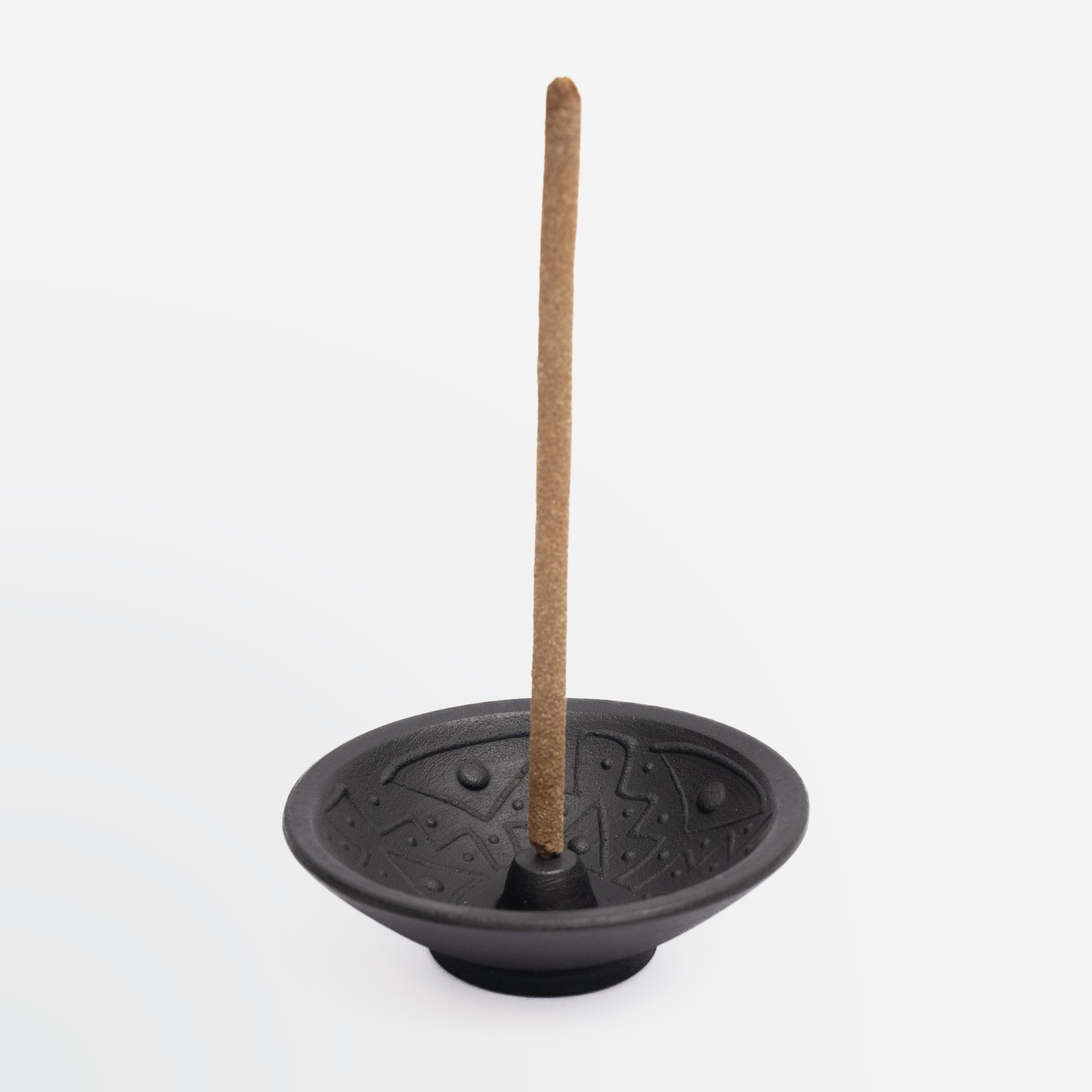 Black Matte Incense Holder, Handmade Ceramic from Chulucanas Peru