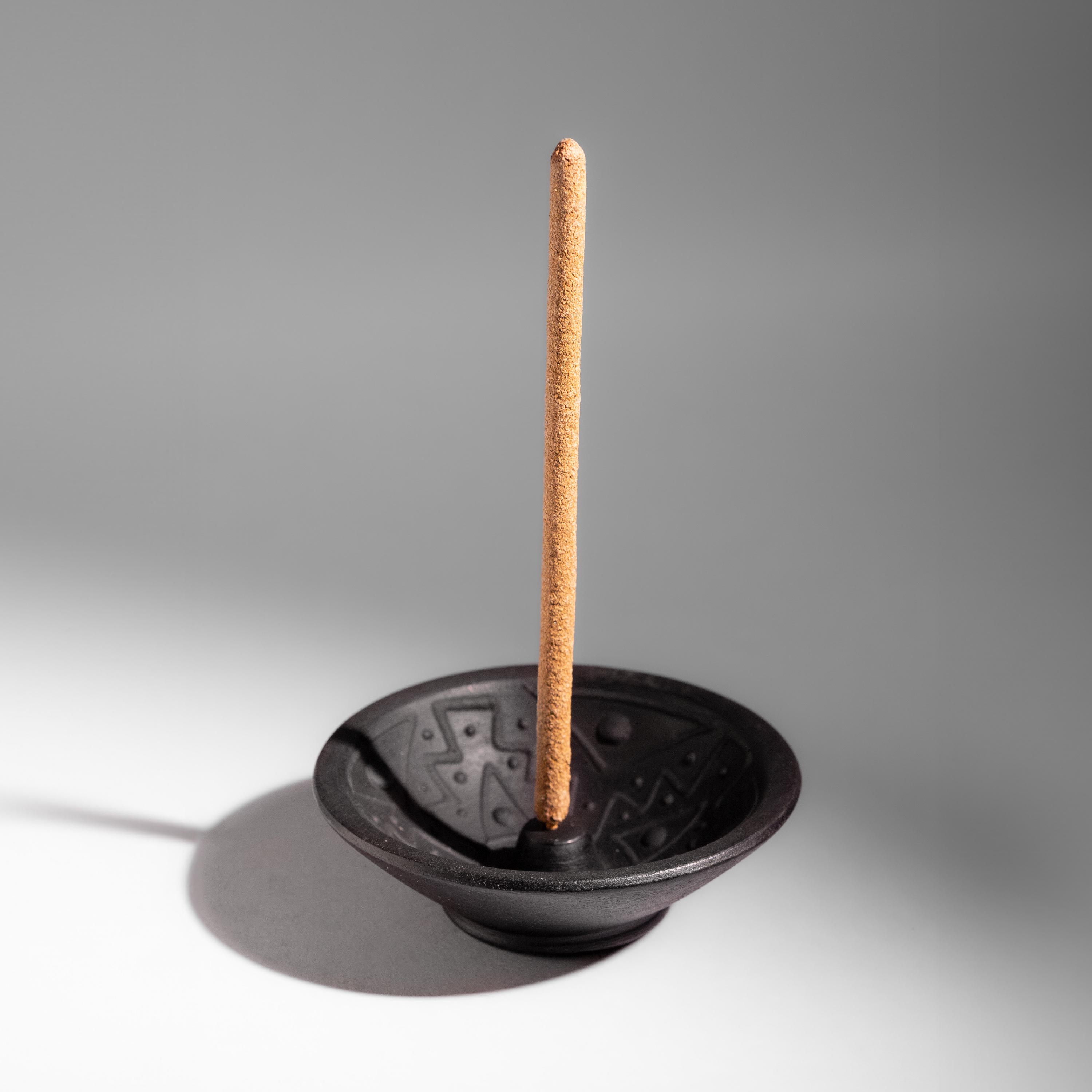 Black Matte Incense Holder, Handmade Ceramic from Chulucanas Peru