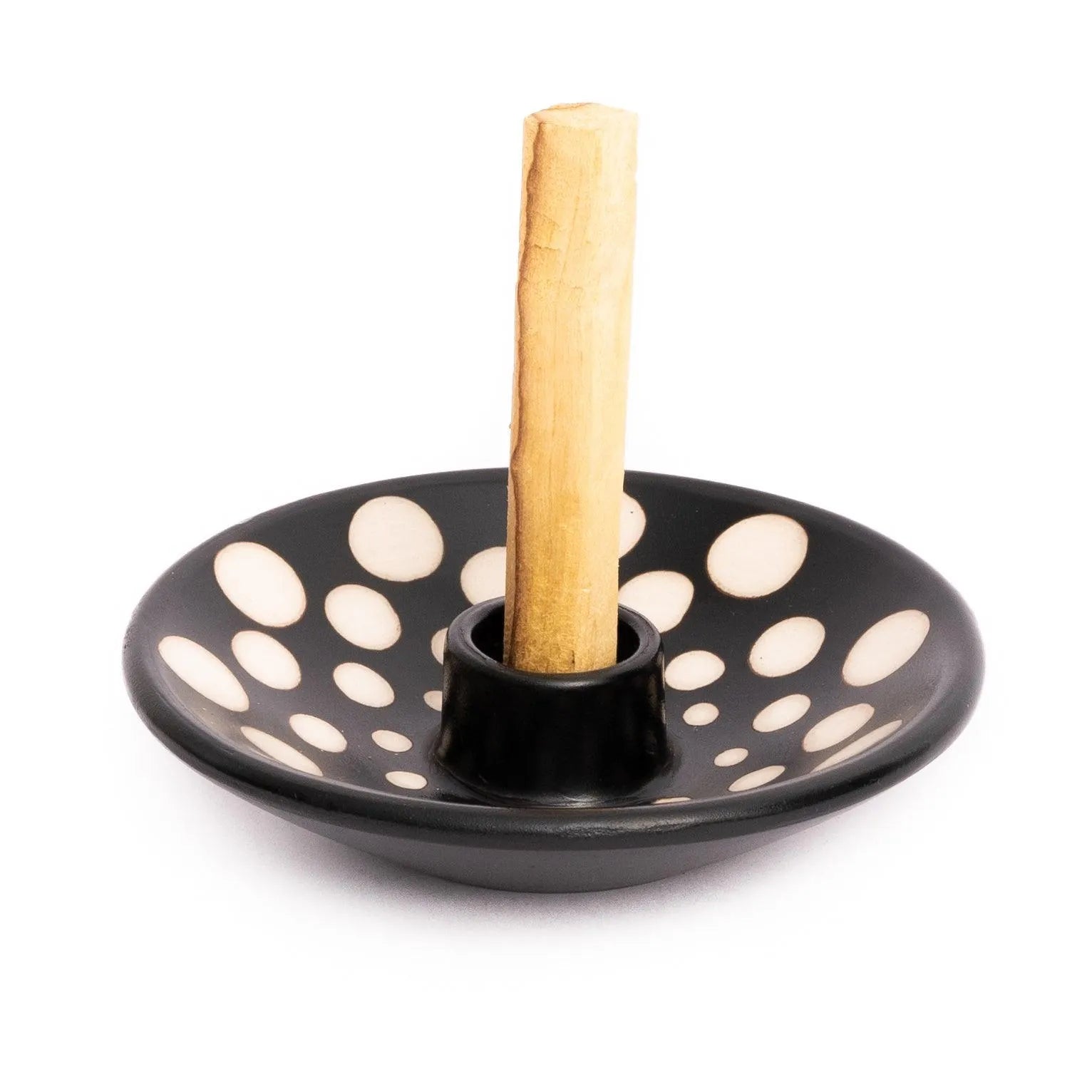 Authentic Palo Santo Holder from Chulucanas, Peru in Black and White