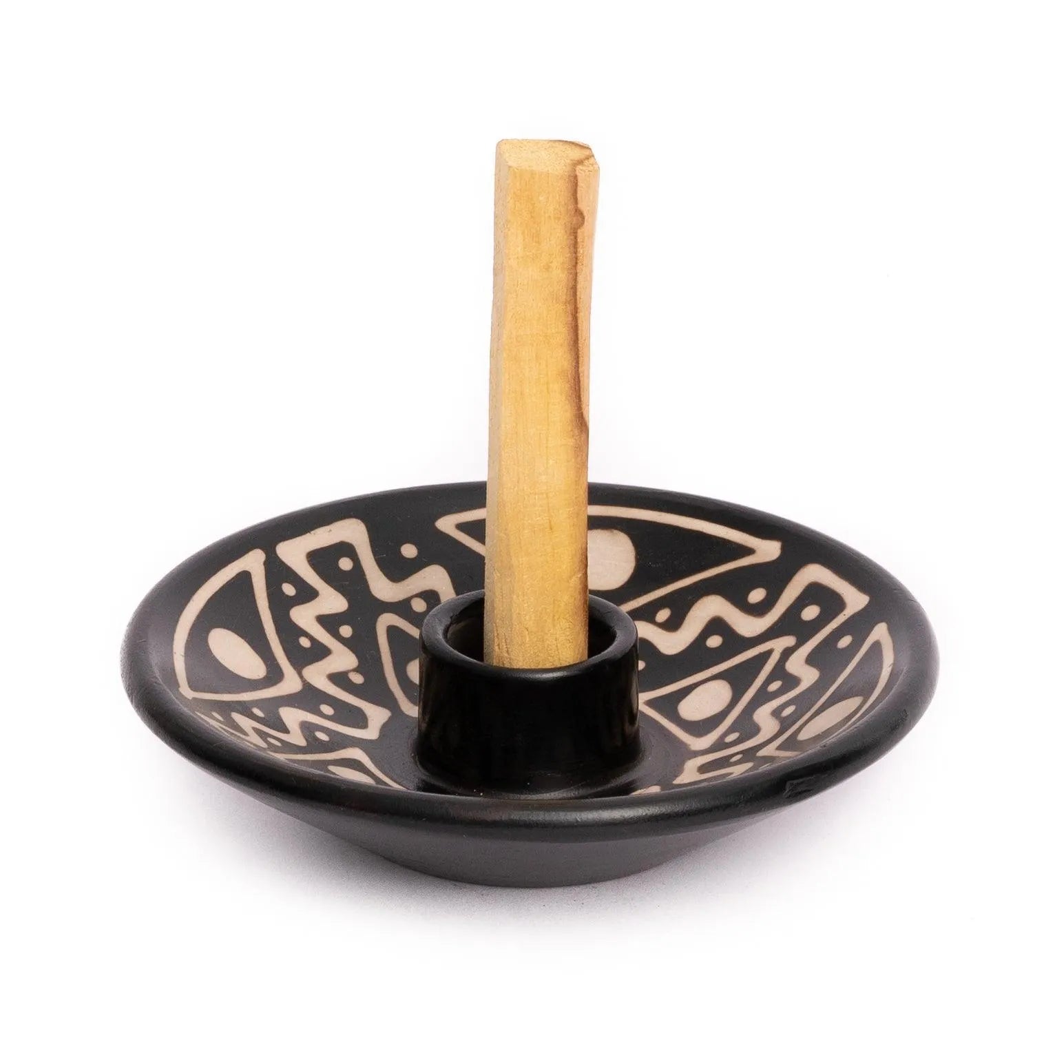 Authentic Palo Santo Holder from Chulucanas, Peru in Black and